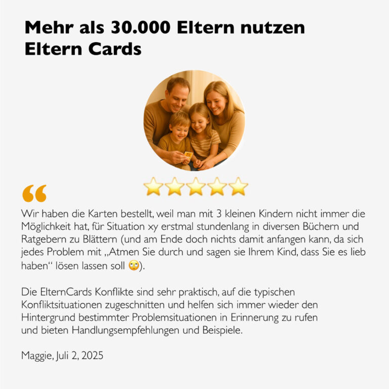 Eltern nutzen Eltern Cards – Konflikte lösen mit Kindern leicht gemacht