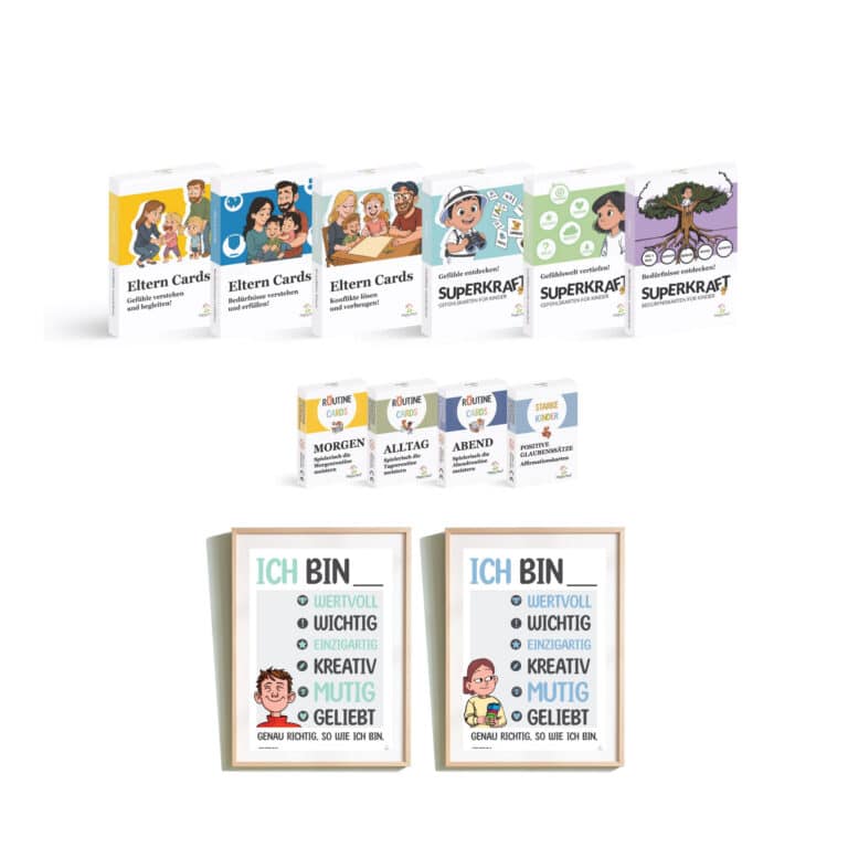 familienflow-paket – eltern cards, kinderkarten, routine cards und affirmationen im set