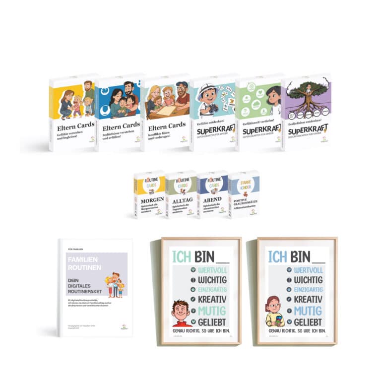 goldpaket happyfam – eltern cards, kinder cards, routine cards und affirmationskarten im set