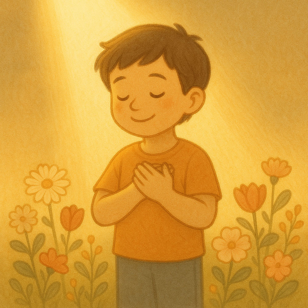 kind im sonnenlicht mit blumen – stärkt den selbstwert mit gefühlskarten für kinder und bedürfniskarten für kinder