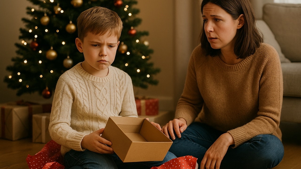 Kind enttäuscht und undankbar an Weihnachten